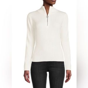 NWT MAGASCHONI
Highneck Ribbed Zip Up Pullover